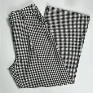 LOFT Belted  Black and White Houndstooth Trousers